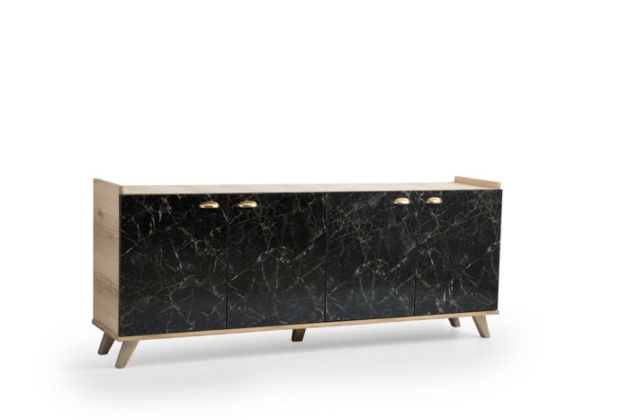 Hanah Home Sumer H3030 Consola de Mármol y Roble